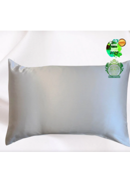 Taie d'oreiller en soie rectangulaire, soie gris perle & blanc - 50x70 cm