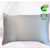 Taie d'oreiller en soie rectangulaire, soie gris perle & blanc - 50x70 cm